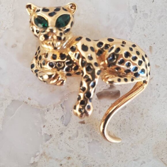 Signed Vintage D'Orlan Cheetah, Jaguar, Leopard Brooch Pin - Picture 3 of 10
